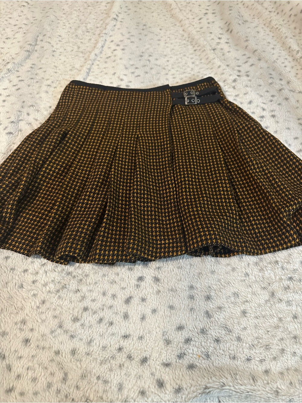 NWT Free People Black and Orange Houndstooth Skater Skirt